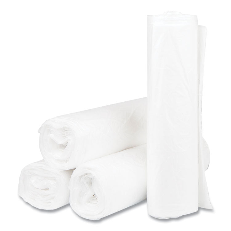 High-Density Commercial Can Liners, 33 gal, 11 mic, 33" x 40", Clear, Interleaved Roll, 25 Bags/Roll, 20 Rolls/Carton
