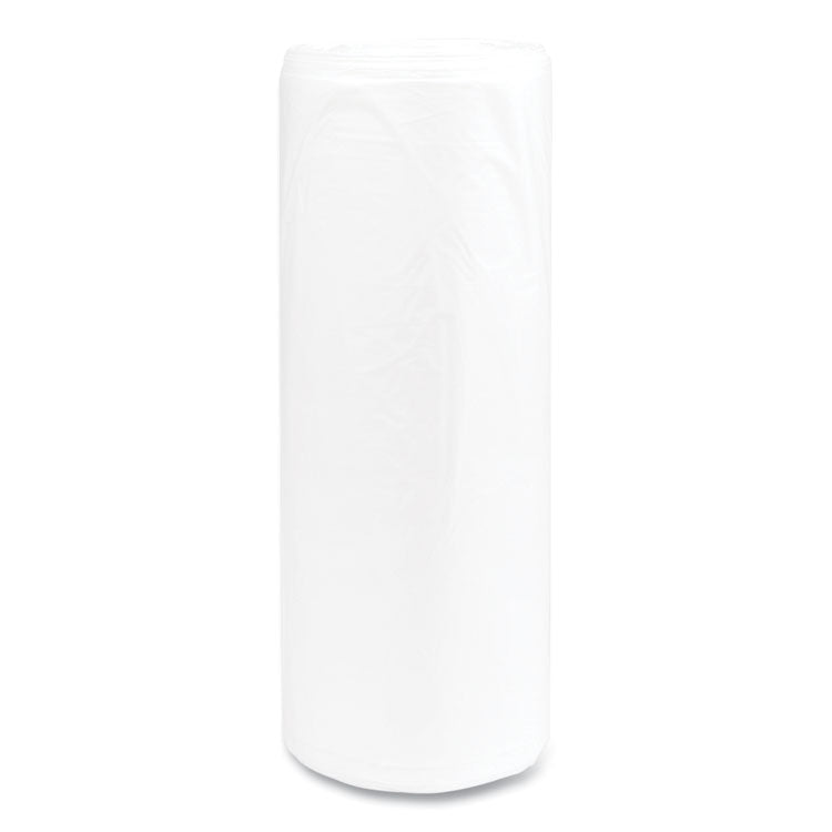 High-Density Commercial Can Liners, 55 gal, 14 mic, 36" x 60", Clear, Interleaved Roll, 25 Bags/Roll, 8 Rolls/Carton