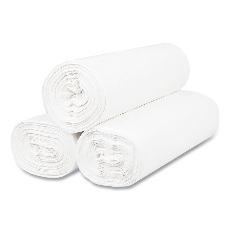 High-Density Commercial Can Liners, 55 gal, 17 mic, 36" x 60", Clear, Interleaved Roll, 25 Bags/Roll, 8 Rolls/Carton