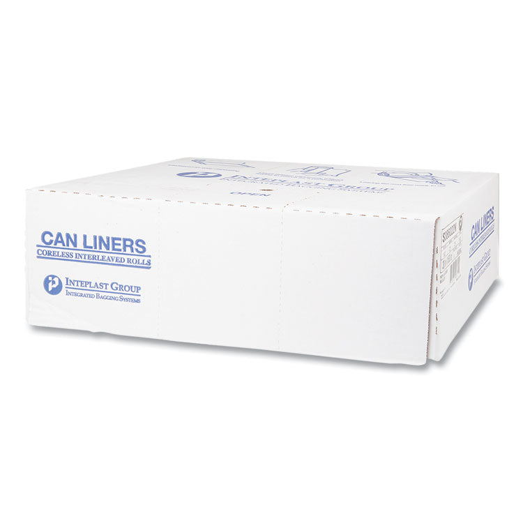 High-Density Commercial Can Liners, 60 gal, 22 mic, 38" x 60", Clear, Interleaved Roll, 25 Bags/Roll, 6 Rolls/Carton