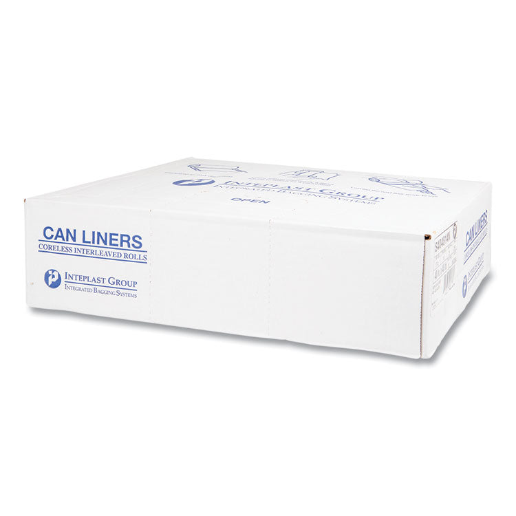 High-Density Commercial Can Liners, 45 gal, 14 mic, 40" x 48", Clear, Interleaved Roll, 25 Bags/Roll, 10 Rolls/Carton