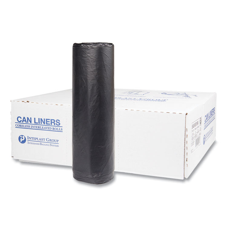 High-Density Commercial Can Liners, 45 gal, 16 mic, 40" x 48", Black, Interleaved Roll, 25 Bags/Roll, 10 Rolls/Carton