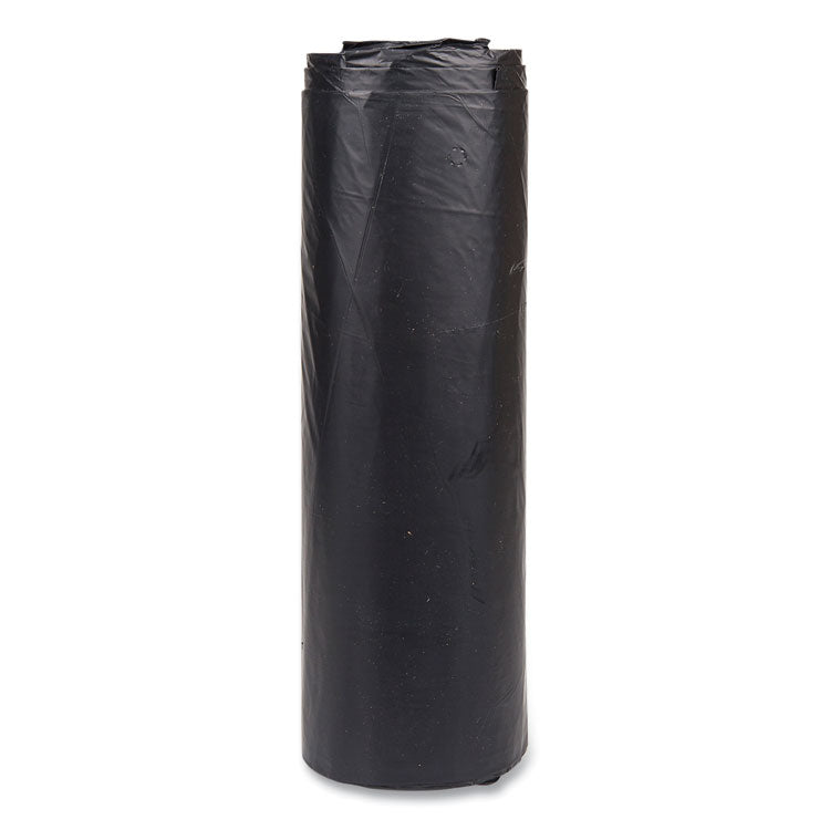 High-Density Commercial Can Liners, 45 gal, 22 mic, 40" x 48", Black, Interleaved Roll, 25 Bags/Roll, 6 Rolls/Carton
