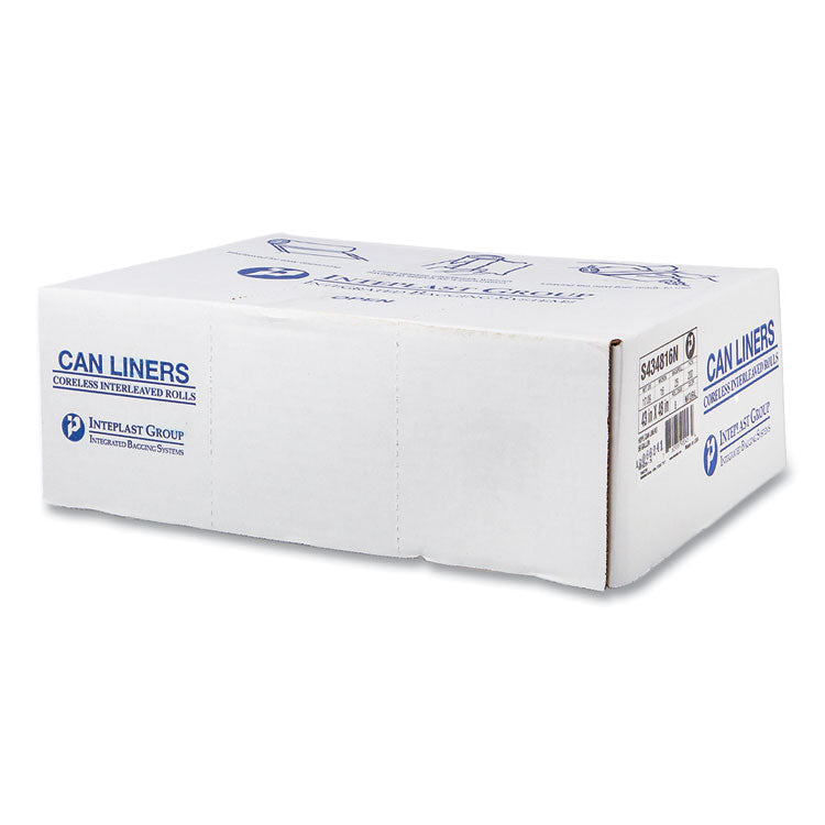 High-Density Commercial Can Liners, 56 gal, 16 mic, 43" x 48", Natural, Interleaved Roll, 25 Bags/Roll, 8 Rolls/Carton