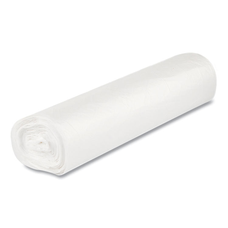 High-Density Commercial Can Liners, 56 gal, 17 mic, 43" x 48", Clear, Interleaved Roll, 25 Bags/Roll, 8 Rolls/Carton