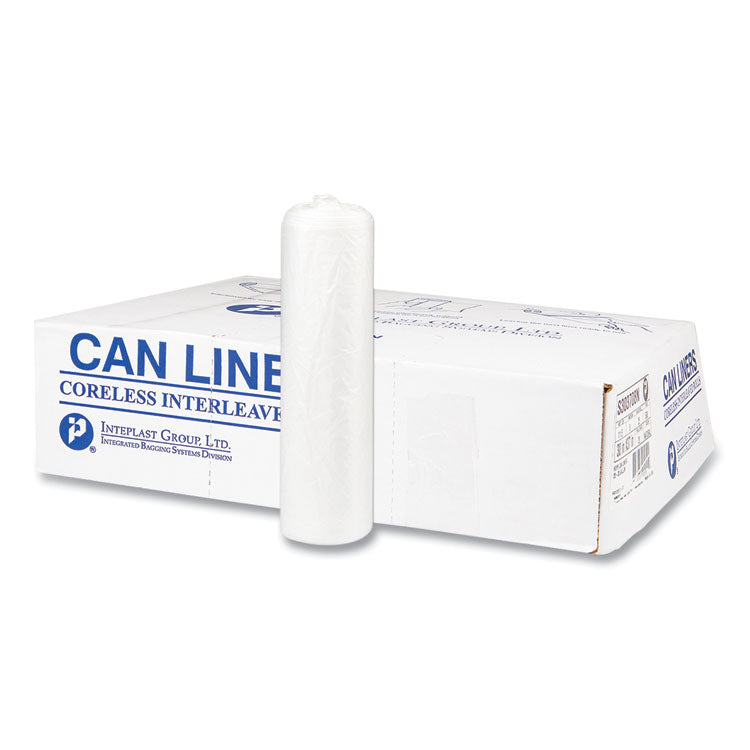 High-Density Commercial Can Liners, 56 gal, 22 mic, 43" x 48", Natural, Interleaved Roll, 25 Bags/Roll, 8 Rolls/Carton