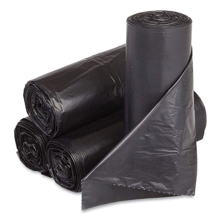 Low-Density Commercial Can Liners, 30 gal, 0.9 mil, 30" x 36", Black, Interleaved Roll, 25 Bags/Roll, 8 Rolls/Carton