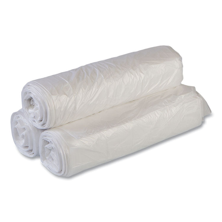 High-Density Commercial Can Liner Value Pack, 33 gal, 10 mic, 33" x 39", Clear, Interleaved Roll, 25 Bags/Roll, 20 Rolls/CT