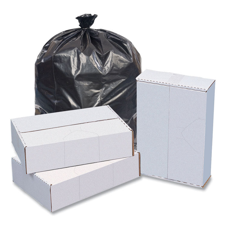 High-Density Commercial Can Liner Value Pack, 60 gal, 19 mic, 38" x 58", Black, Interleaved Roll, 25 Bags/Roll, 6 Rolls/CT