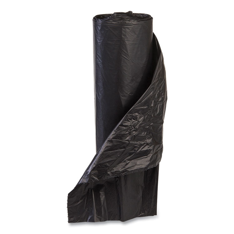 High-Density Commercial Can Liner Value Pack, 56 gal, 19 mic, 43" x 46", Black, Interleaved Roll, 25 Bags/Roll, 6 Rolls/CT