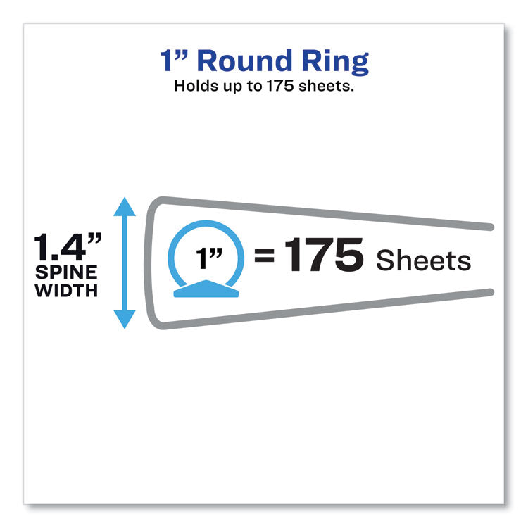 Flexi-View Binder with Round Rings, 3 Rings, 1" Capacity, 11 x 8.5, Blue