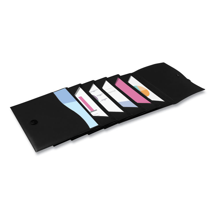 Slide and View Expanding File, 6 Sections, Hook/Loop Closure, Letter Size, Black