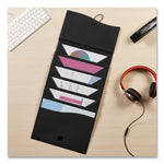 Slide and View Expanding File, 6 Sections, Hook/Loop Closure, Letter Size, Black