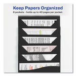 Slide and View Expanding File, 6 Sections, Hook/Loop Closure, Letter Size, Black