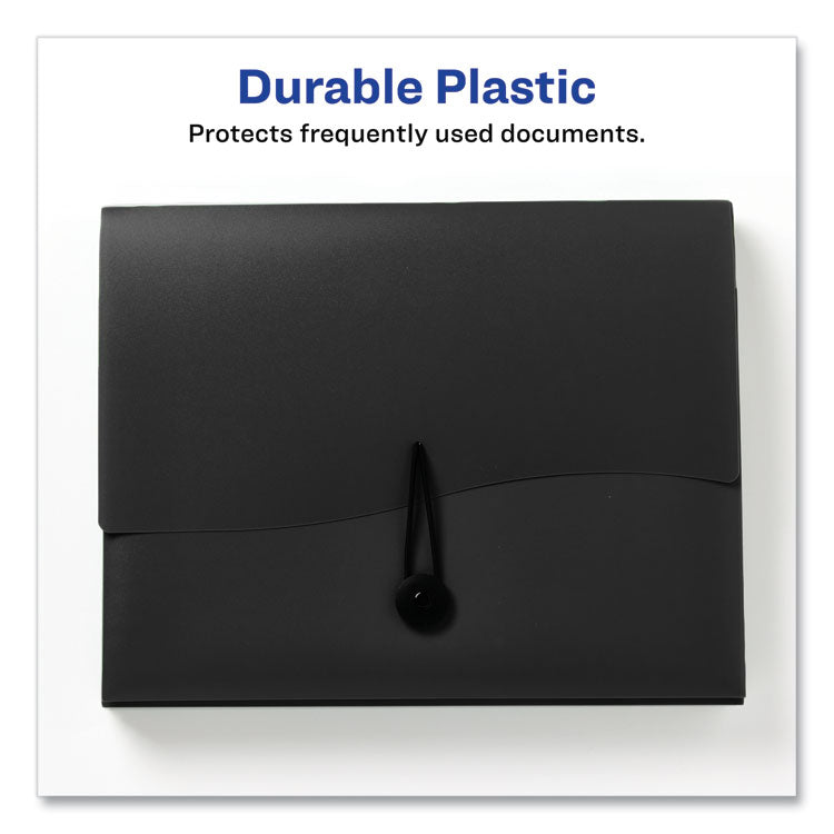 Slide and View Expanding File, 6 Sections, Hook/Loop Closure, Letter Size, Black