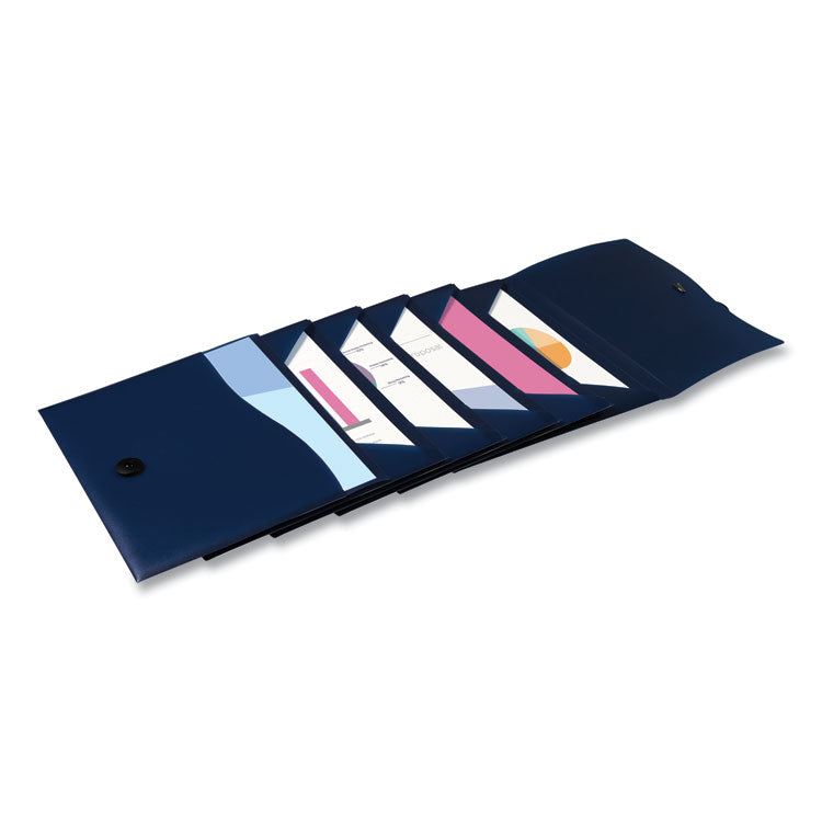 Slide and View Expanding File, 6 Sections, Hook/Loop Closure, Letter Size, Navy Blue