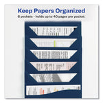 Slide and View Expanding File, 6 Sections, Hook/Loop Closure, Letter Size, Navy Blue