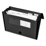 Expanding File Folder Organizer, 7 Sections, Hook/Loop Closure, Letter Size, Black