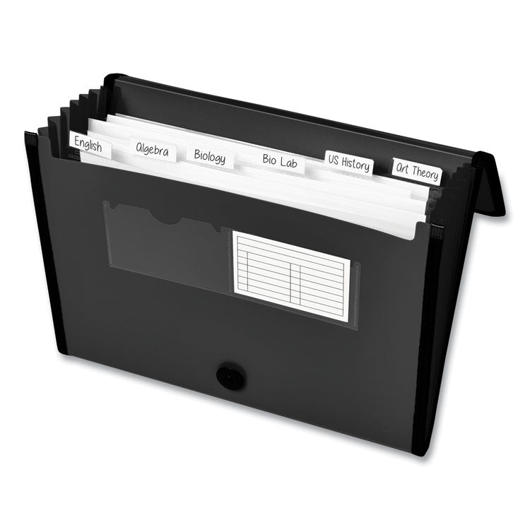 Expanding File Folder Organizer, 7 Sections, Hook/Loop Closure, Letter Size, Black