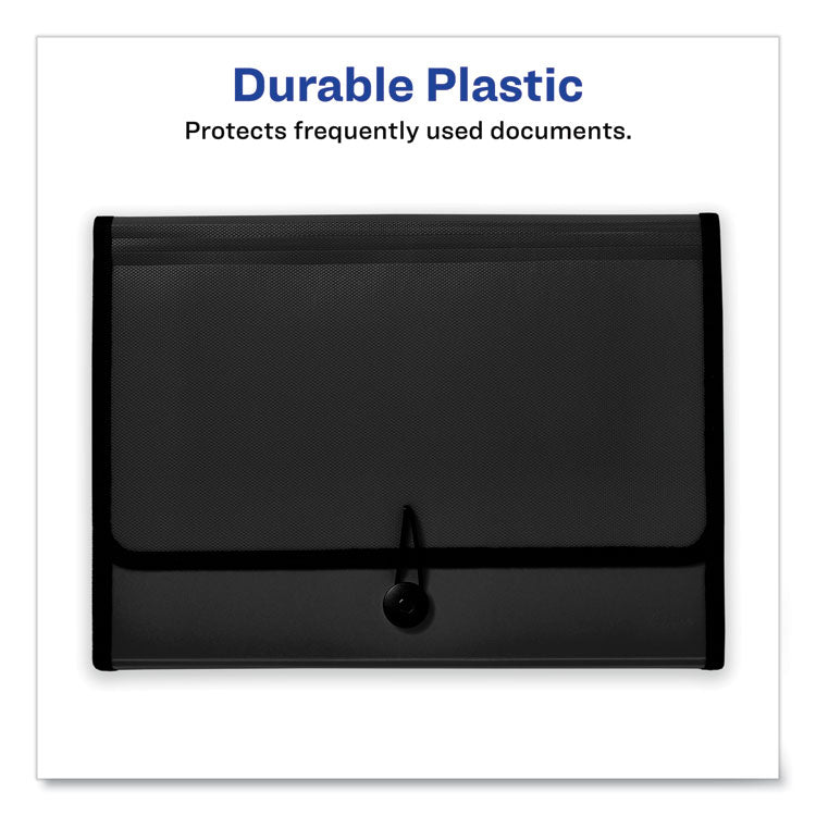 Expanding File Folder Organizer, 7 Sections, Hook/Loop Closure, Letter Size, Black
