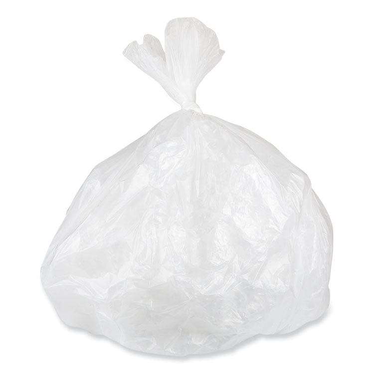 Low-Density Commercial Can Liners, 10 gal, 0.35 mil, 24" x 24", Clear, Perforated Roll, 50 Bags/Roll, 20 Rolls/Carton