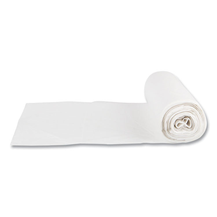 Low-Density Commercial Can Liners, 16 gal, 0.5 mil, 24" x 32", White, Interleaved Roll, 50 Bags/Roll, 10 Rolls/Carton