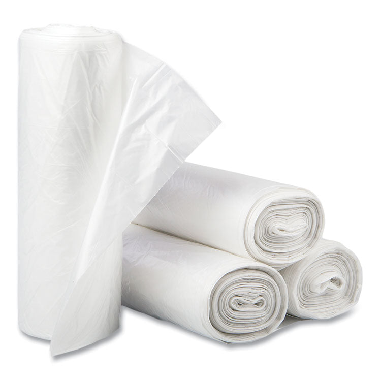 Low-Density Commercial Can Liners, 16 gal, 0.35 mil, 24" x 33", Clear, Perforated Roll, 50 Bags/Roll, 20 Rolls/Carton
