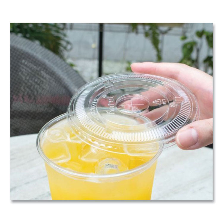 PET Lids, Flat with Straw Slot, Fits 32 oz Cold Cups, Plastic, Clear, 500/Carton