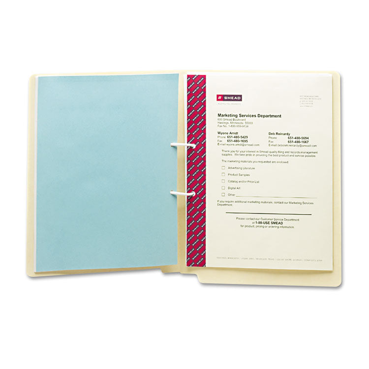 Heavyweight Manila Reinforced End Tab U-Clip Fastener Folders, 0.75" Expansion, 1 Fastener, Letter Size, Manila, 50/Box