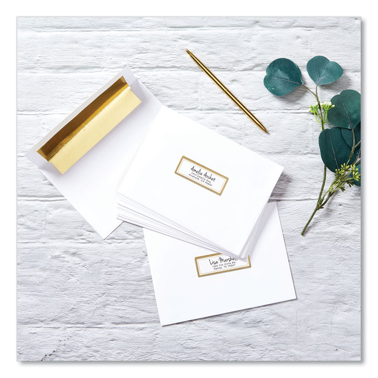 White Easy Peel Mailing Labels with Metallic Border, Inkjet/Laser Printers, 1 x 2.63, White, 30/Sheet, 10 Sheets/Pack