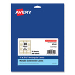 White Easy Peel Mailing Labels with Metallic Border, Inkjet/Laser Printers, 1 x 2.63, White, 30/Sheet, 10 Sheets/Pack
