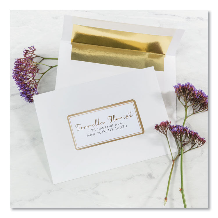 White Easy Peel Mailing Labels with Metallic Border, Inkjet/Laser Printers, 2 x 4, White, 10/Sheet, 10 Sheets/Pack