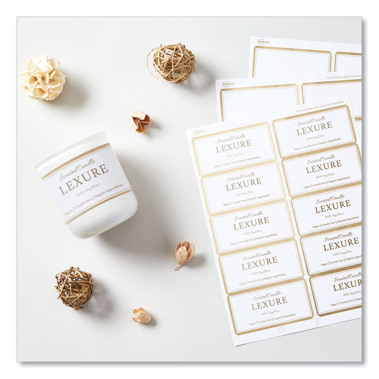 White Easy Peel Mailing Labels with Metallic Border, Inkjet/Laser Printers, 2 x 4, White, 10/Sheet, 10 Sheets/Pack