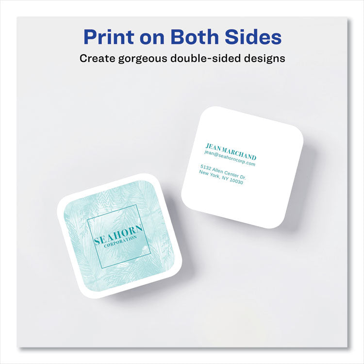 Square Clean Edge Cards with Sure Feed Technology, Laser, 2.5 x 2.5, White, 180 Cards, 9 Cards/Sheet, 20 Sheets/Pack