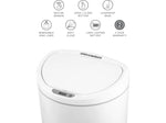 Nine Stars Plastic Sensor Trash Can, 2.1-Gallon, White (DZT-8-29)