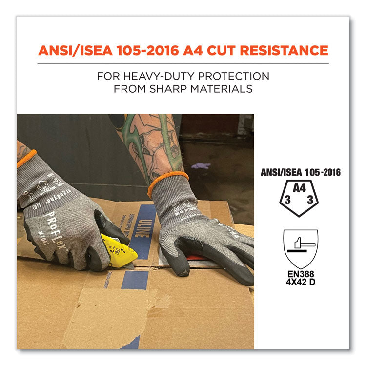ProFlex 7043 ANSI A4 Nitrile Coated CR Gloves, EN388: 4X42D, 9" Long, Small, Gray, 12 Pairs