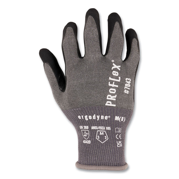 ProFlex 7043 ANSI A4 Nitrile Coated CR Gloves, EN388: 4X42D, 9" Long, Large, Gray, 12 Pairs