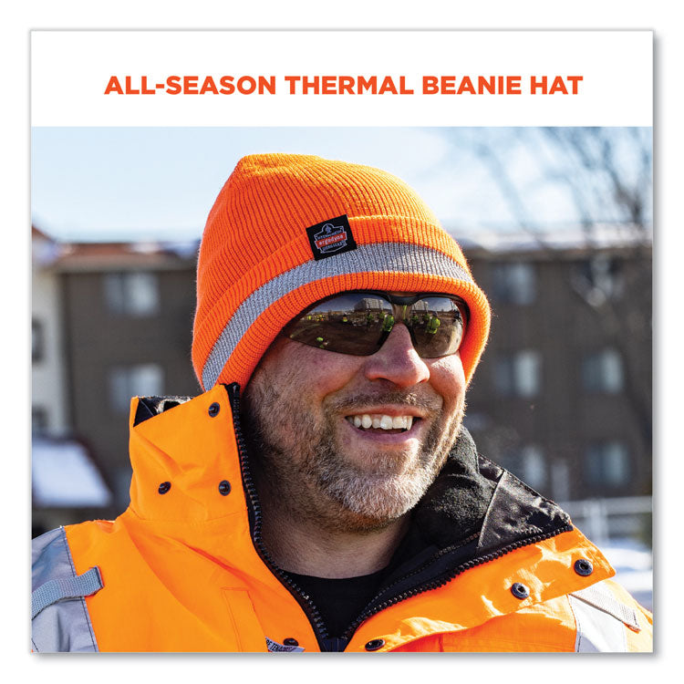 N-Ferno 6803 Reflective Rib Knit Winter Hat, One Size Fits Most, Orange