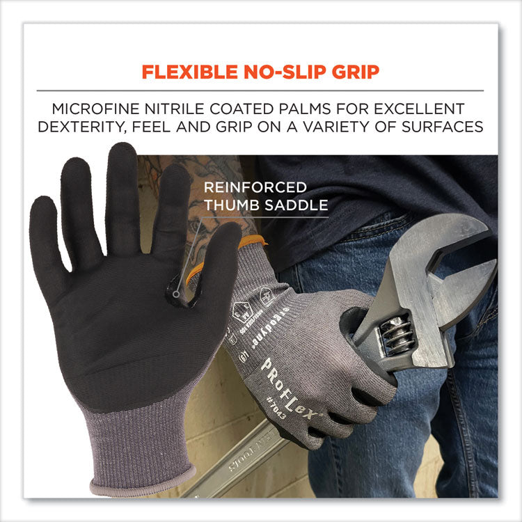 ProFlex 7043 ANSI A4 Nitrile Coated CR Gloves, EN388: 4X42D, 9" Long, XX-Large, Gray, 12 Pairs