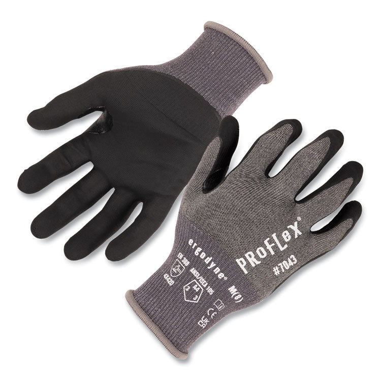 ProFlex 7043 ANSI A4 Nitrile Coated CR Gloves, EN388: 4X42D, 9" Long, X-Large, Gray, Pair