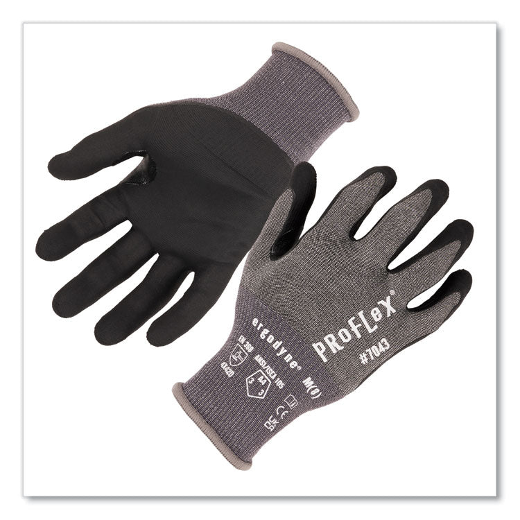 ProFlex 7043 ANSI A4 Nitrile Coated CR Gloves, EN388: 4X42D, 9" Long, Large, Gray, 12 Pairs