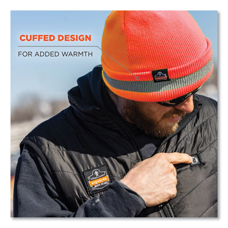N-Ferno 6803 Reflective Rib Knit Winter Hat, One Size Fits Most, Orange