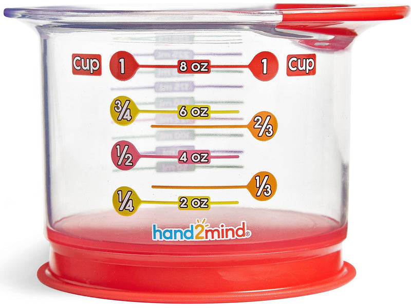 hand2mind Rainbow Fraction Liquid Measuring Cups, 6/Set (94468)