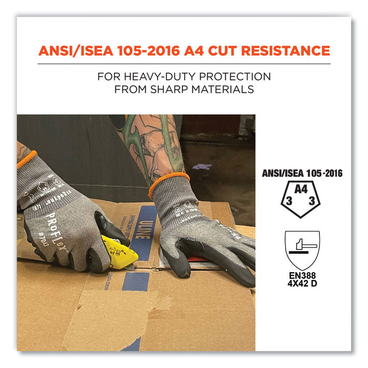 ProFlex 7043 ANSI A4 Nitrile Coated CR Gloves, EN388: 4X42D, 9" Long, Medium, Gray, Pair