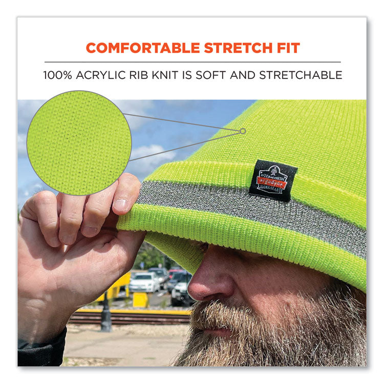 N-Ferno 6803 Reflective Rib Knit Winter Hat, One Size Fits Most, Lime