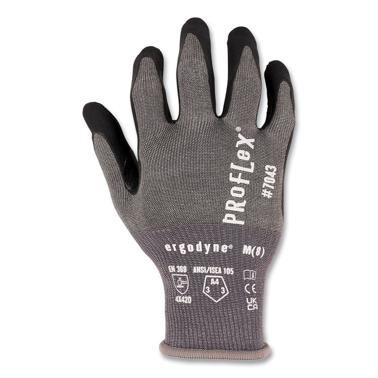 ProFlex 7043 ANSI A4 Nitrile Coated CR Gloves, EN388: 4X42D, 9" Long, XX-Large, Gray, 12 Pairs