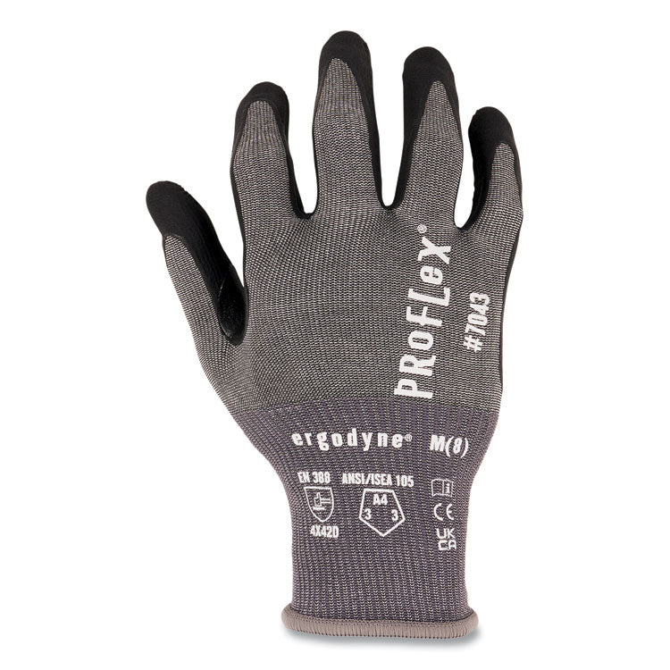 ProFlex 7043 ANSI A4 Nitrile Coated CR Gloves, EN388: 4X42D, 9" Long, X-Large, Gray, 12 Pairs