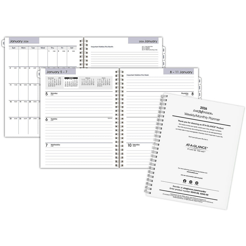 2026 AT-A-GLANCE DayMinder Executive 8.75" x 7" Weekly & Monthly Planner Refill Pages, White (G545-50-26)