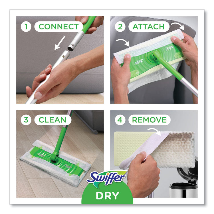 Sweeper Mop, 10 x 4.8 White, Cloth Head, 46" Green/Silver Aluminum/Plastic Handle, 6/Carton
