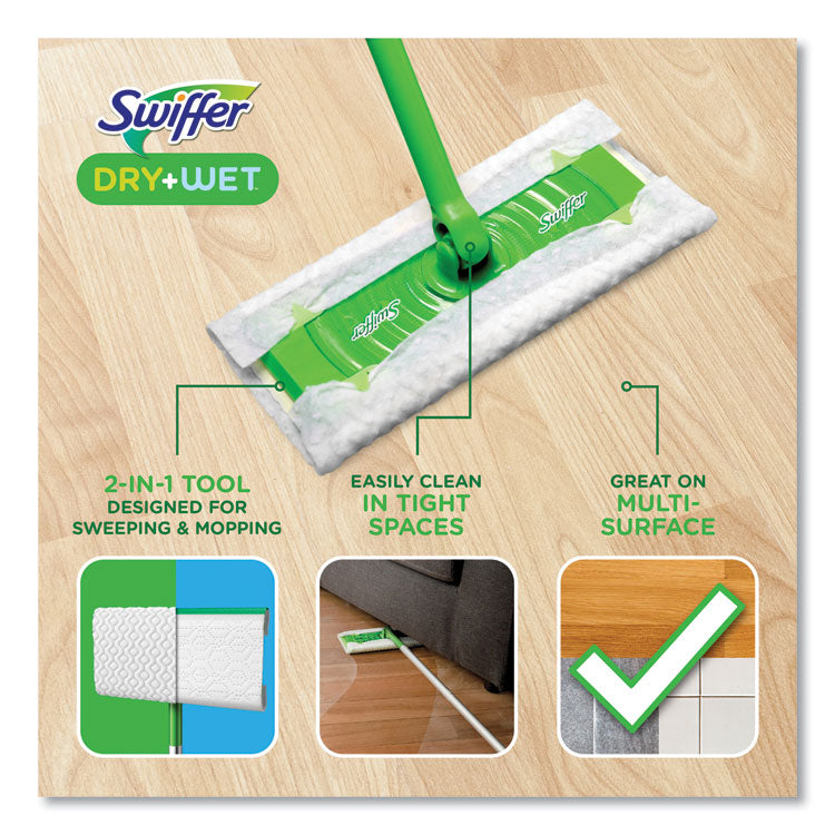 Sweeper Mop, 10 x 4.8 White, Cloth Head, 46" Green/Silver Aluminum/Plastic Handle, 6/Carton